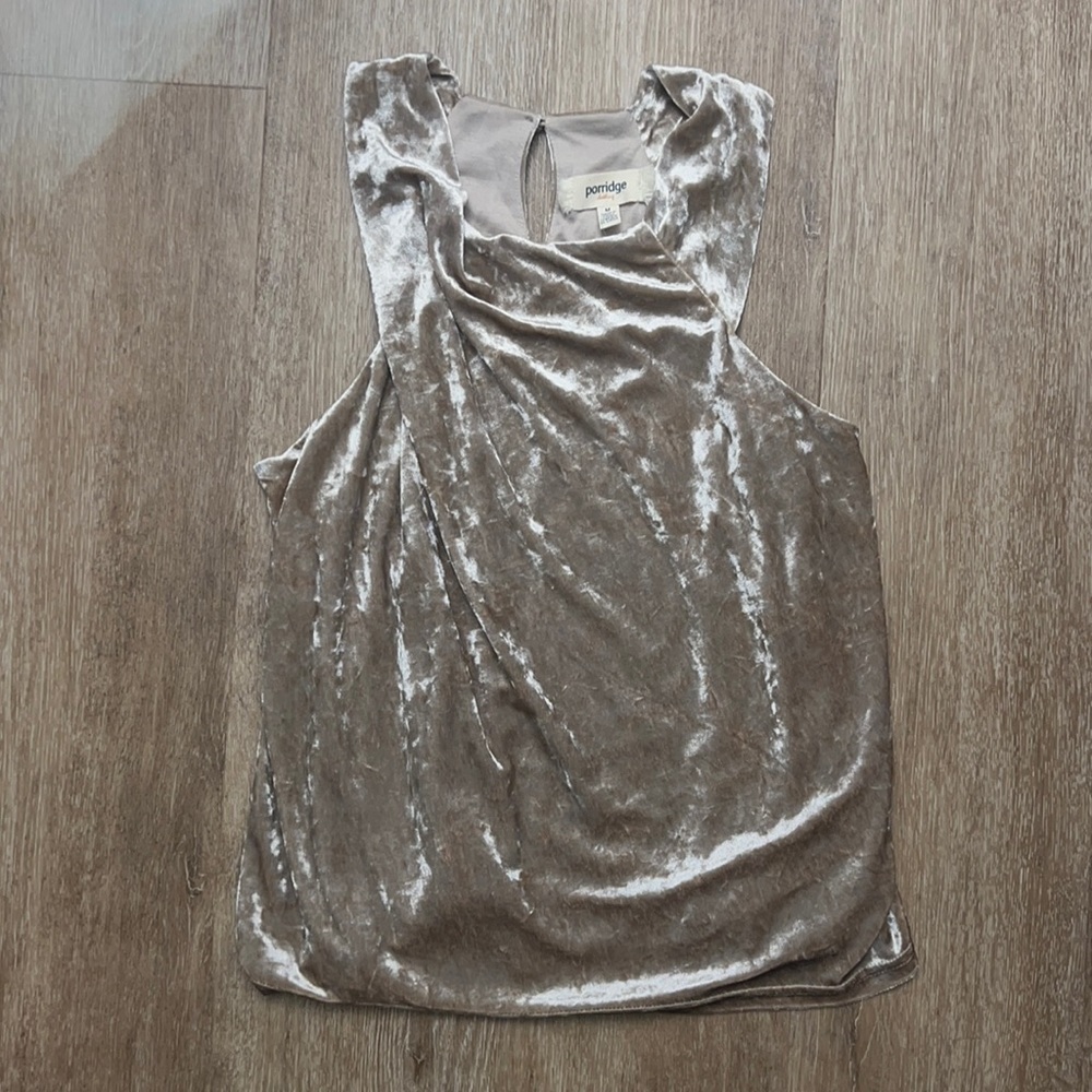 Gold velvet tank top